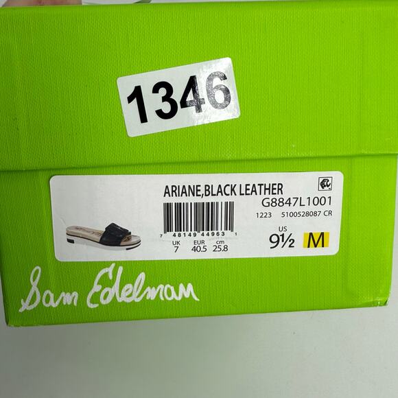 NEW Sam Edelman Platform Buckle Slides Sandals Size 9.5 Black Leather Flats - Picture 8 of 8